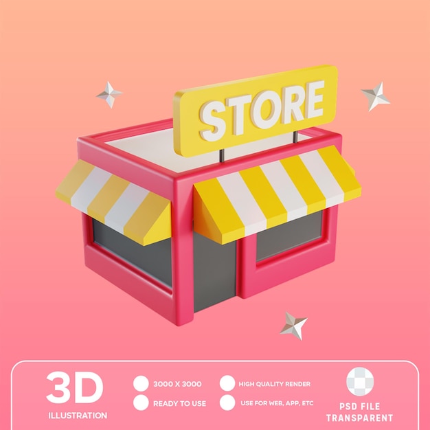 PSD psd shopping store 3d illustration