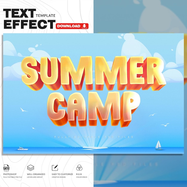 PSD-sjabloon voor Summer Style Text Effect