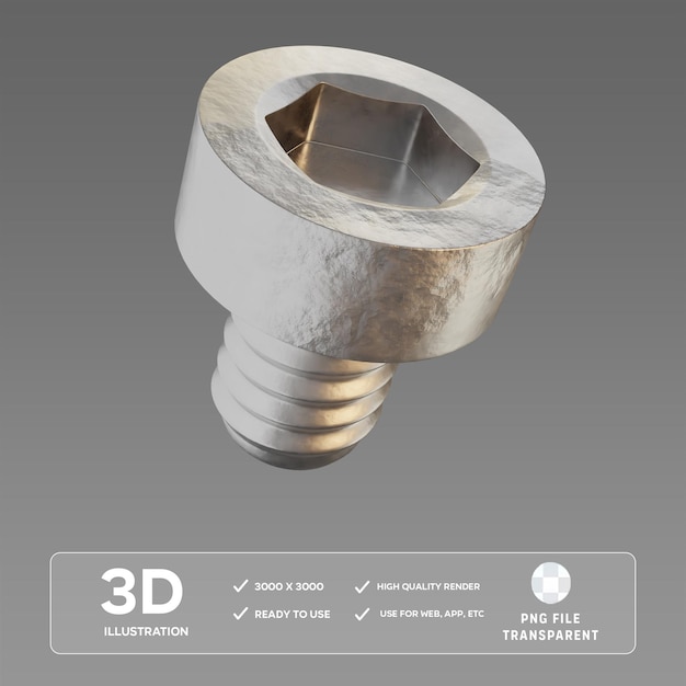 PSD small bolt 3D Illustration