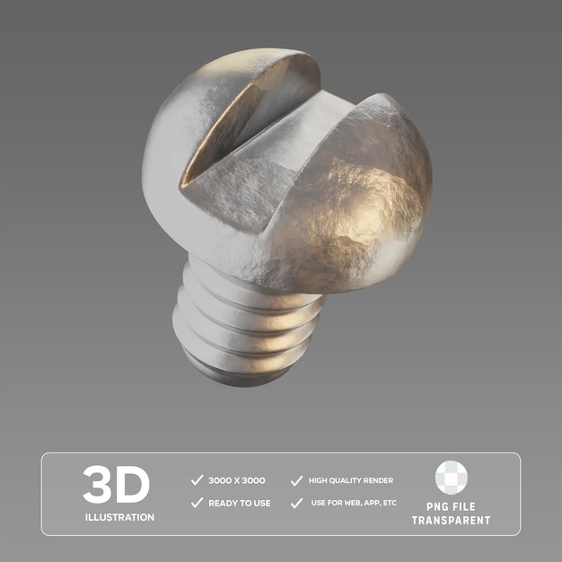 PSD small screw cross 3D Illustration