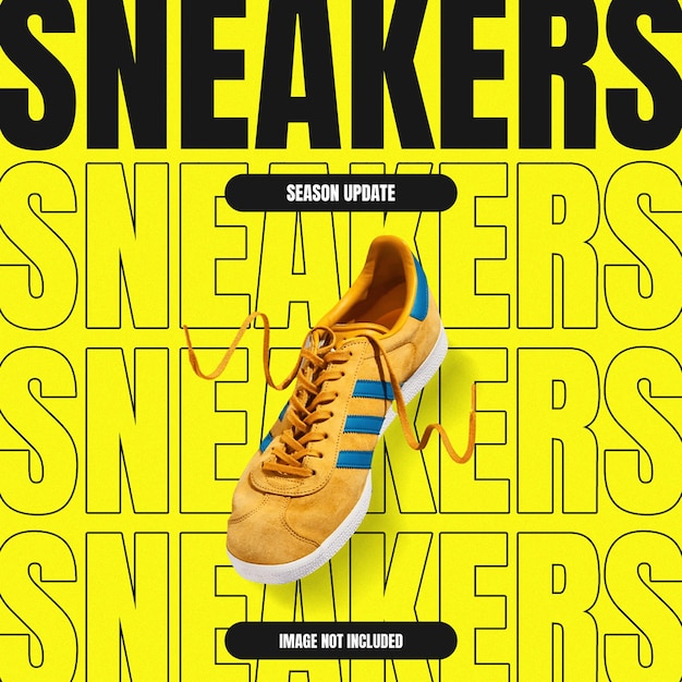 PSD psd sneakers on yellow background instagram post template