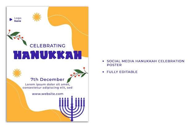 PSD psd social media hanukkah a4 poster templates hanukkah celebration templates