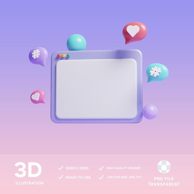 PSD psd social media marketing 3d illustration