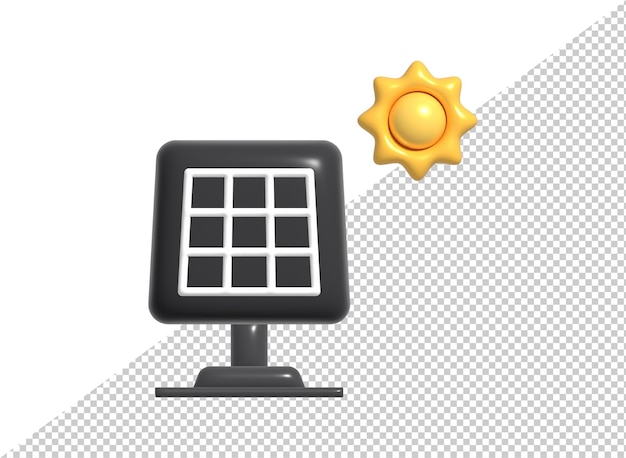 PSD Solar panel comic bubble icon 3d render illustration