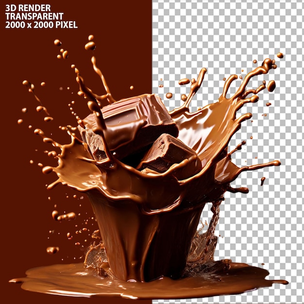 PSD Splash of milk and chocolate in 3d rendering