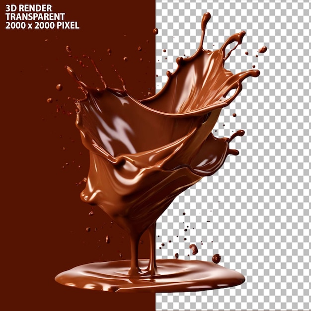 PSD Splash of milk and chocolate in 3d rendering