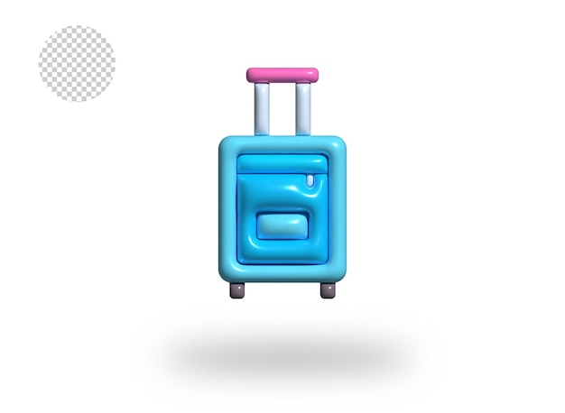 PSD suitcase transparent comic bubble icon 3d render illustration