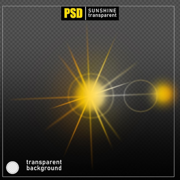 Psd sun light effect on transparent background