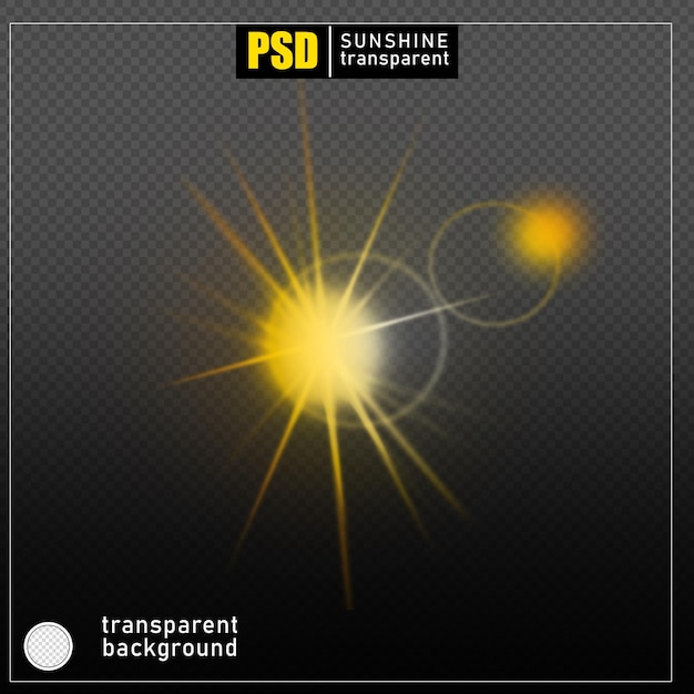 Psd sun light effect on transparent background