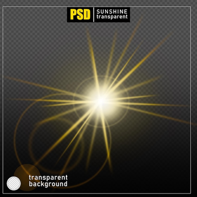 Psd sun light effect on transparent background