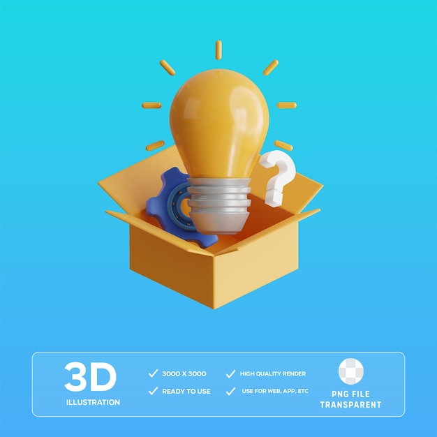 PSD Think Out Of The Box 3D Illustration