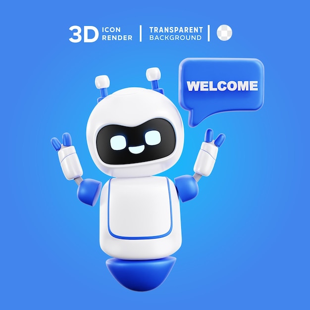 PSD psd welcome robot 3d illustration