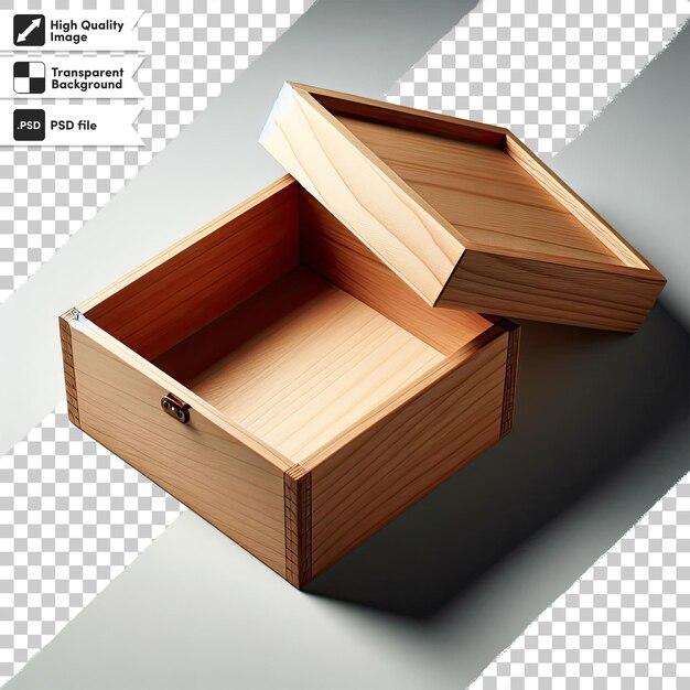 PSD wooden box on transparent background