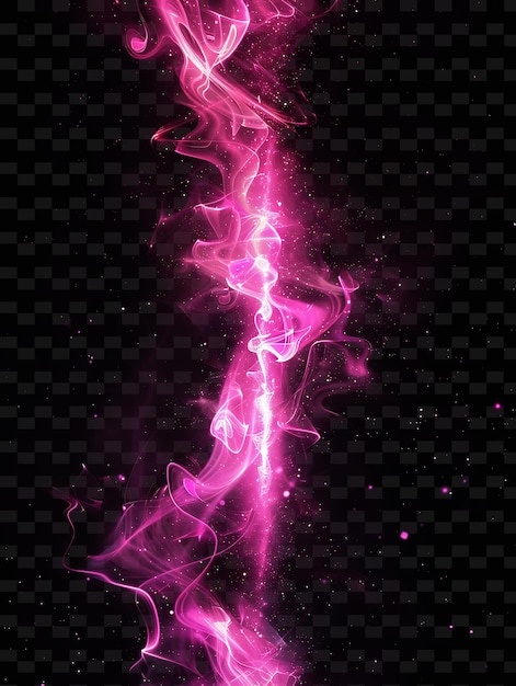 a purple and pink abstract figure with purple lines on a black background