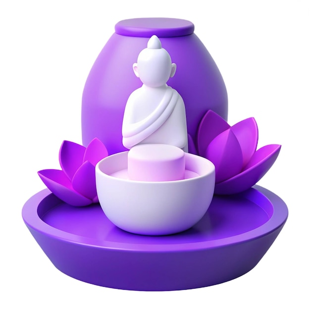 PSD a purple vase with a white vase and a purple lotus flower in it