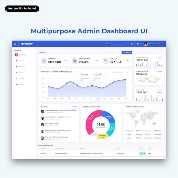 Queenley-Multipurpose Admin Dashboard UI