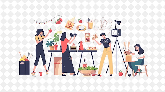 Quirky Food Stylist With Characters Styling and Photographin PNG People in Daily Work Illustration