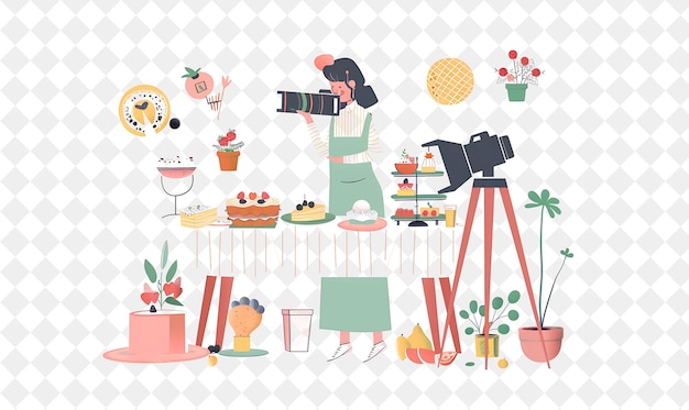 Quirky Food Stylist With Characters Styling and Photographin PNG People in Daily Work Illustration