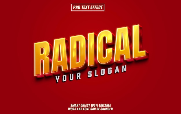 PSD radical text effect font editable typography 3d text