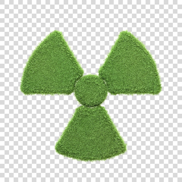 PSD a radioactive hazard symbol depicted with green grass isolated on a white background 3d render