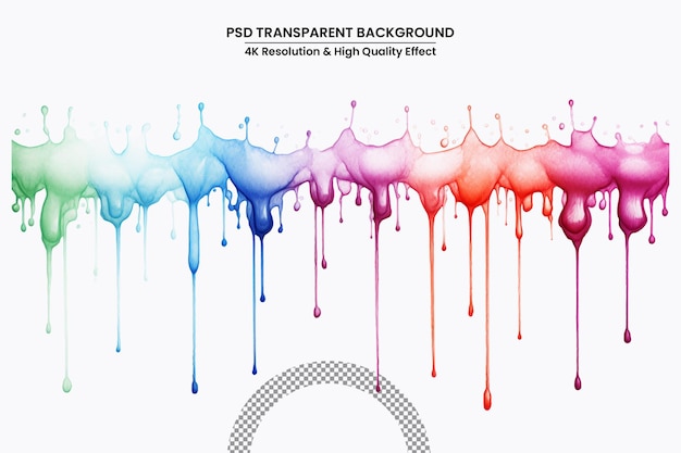 PSD rainbow glossy paint drop blobs isolated on white background