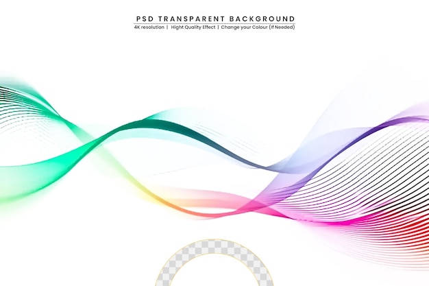 PSD rainbow wave line on transparent background