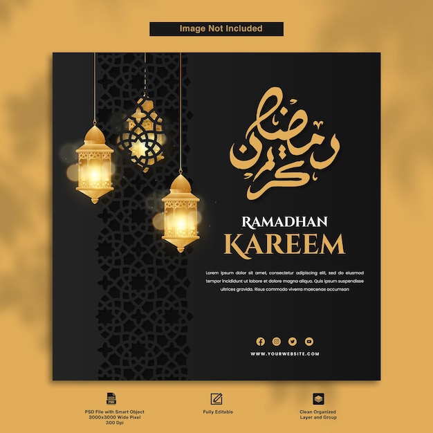 Ramadhan Kareem Greeting Card Minimalist Template Design Post