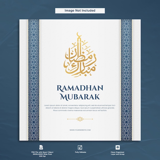 Ramadhan Mubarak Elegant Minimalist Design Greeting Post Template