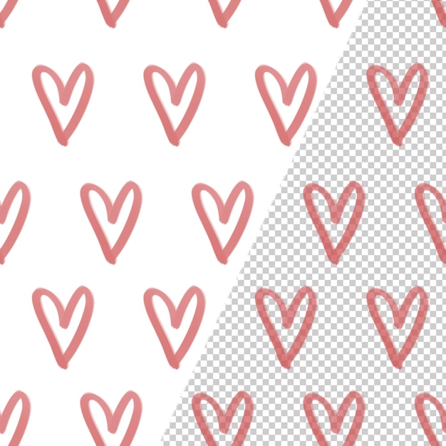 Raster seamless pattern Watercolor hearts drawing for wrapping paper or fabric Hearts love