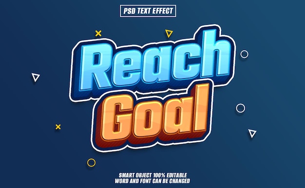 PSD reach goal text effect font editable typography 3d text