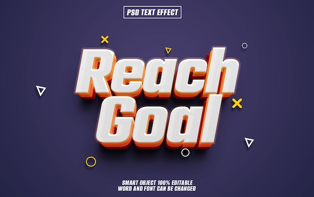 PSD reach goal text effect font editable typography 3d text