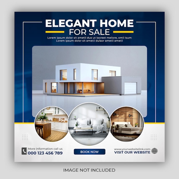 PSD real estate house property instagram post or square web banner  template