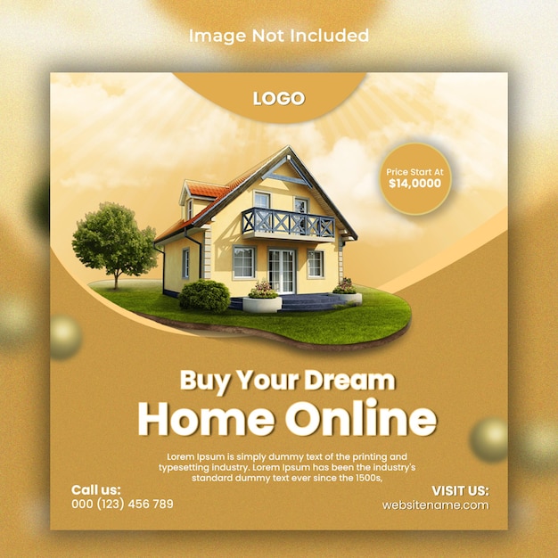 Real estate house social media post or square banner template