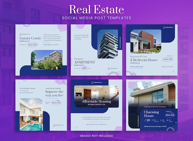 Real Estate Post Templates Social Media Banners for Instagram and Facebook