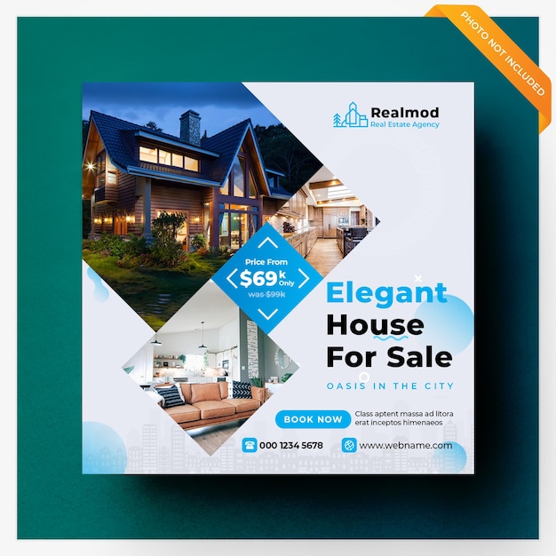 Real estate social media banner or square flyer template