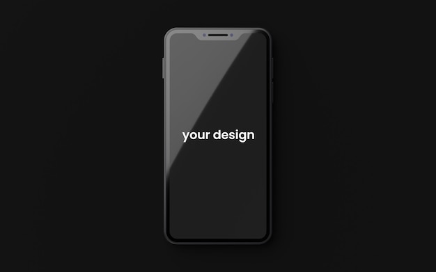 Realistic black smartphone top view mockup