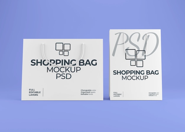 Realistic blank paper shopping bag mockup