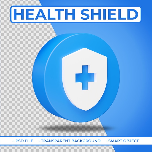 PSD realistic flat 3d health shield icon isolated