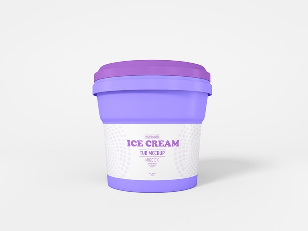 Realistic Glossy Plastic Ice Cream Cup Packaging Mockup