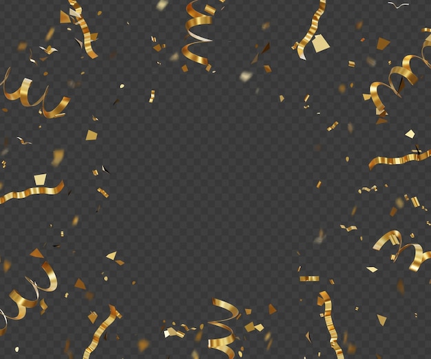 Realistic golden confetti background or Celebration golden confetti background