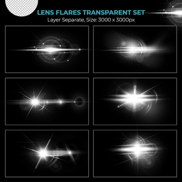 PSD realistic lens flare lights effect collection