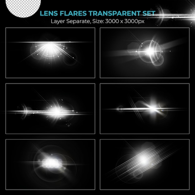 PSD realistic lens flare lights effect collection