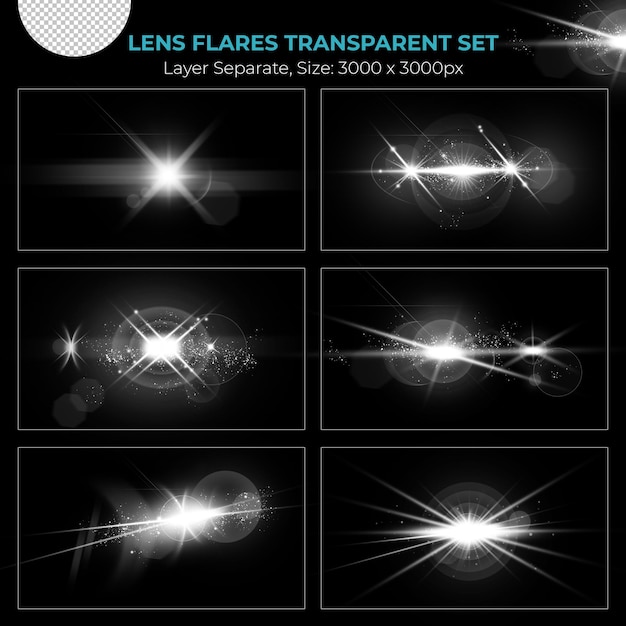 PSD realistic lens flare lights effect collection