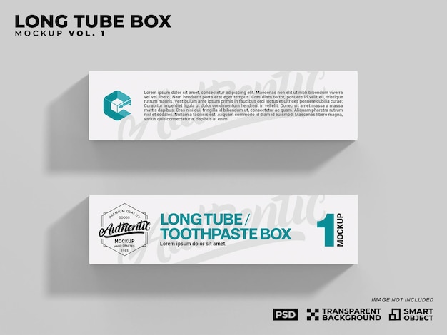 PSD realistic rectangle tall toothpaste packaging box 3d rendering mockup psd mockup for branding