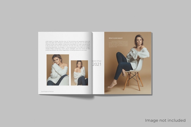 Realistic square magazine mockup isolated