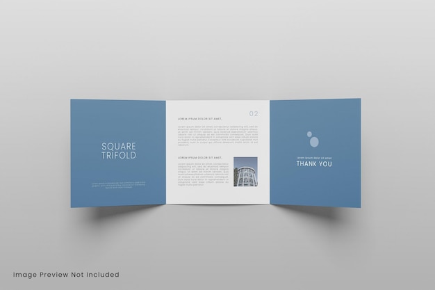 Realistic square trifold brochure mockup