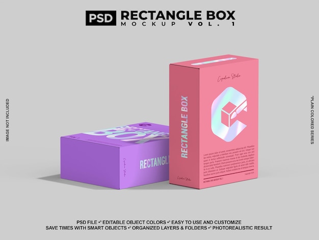 PSD realistic square wide flat box for any product mockup and packaging design editable psd mock up