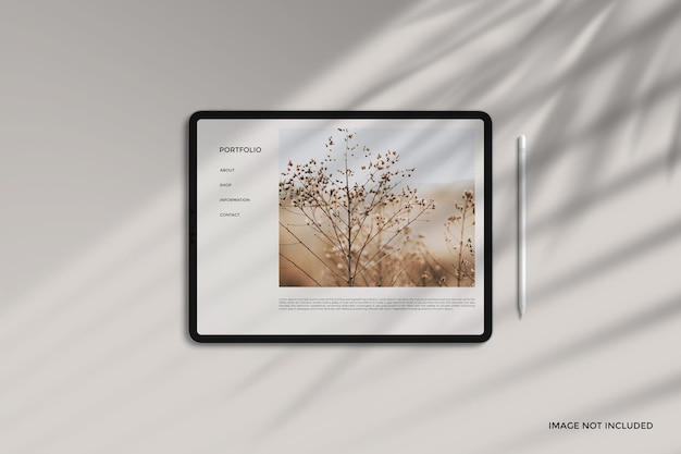 Realistic tablet mockup scene creator with shadow overlay