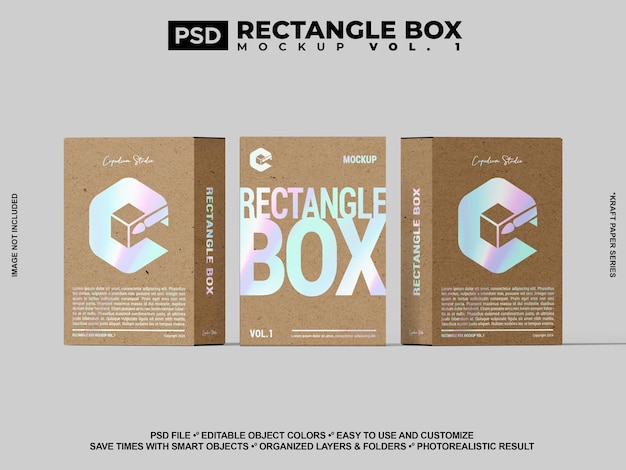 PSD realistic white black colorful blank rectangle box mockup 3d psd