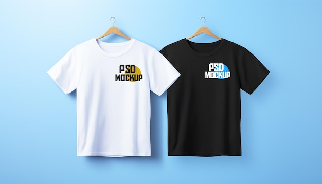 Realistic white and black tshirts mockup design